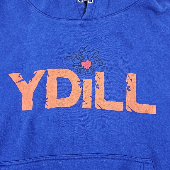 Y-Dill With You YD Blue Orange Hoodie Mens Size 2XL Designer Graphic Print Heart - Picture 2 of 5